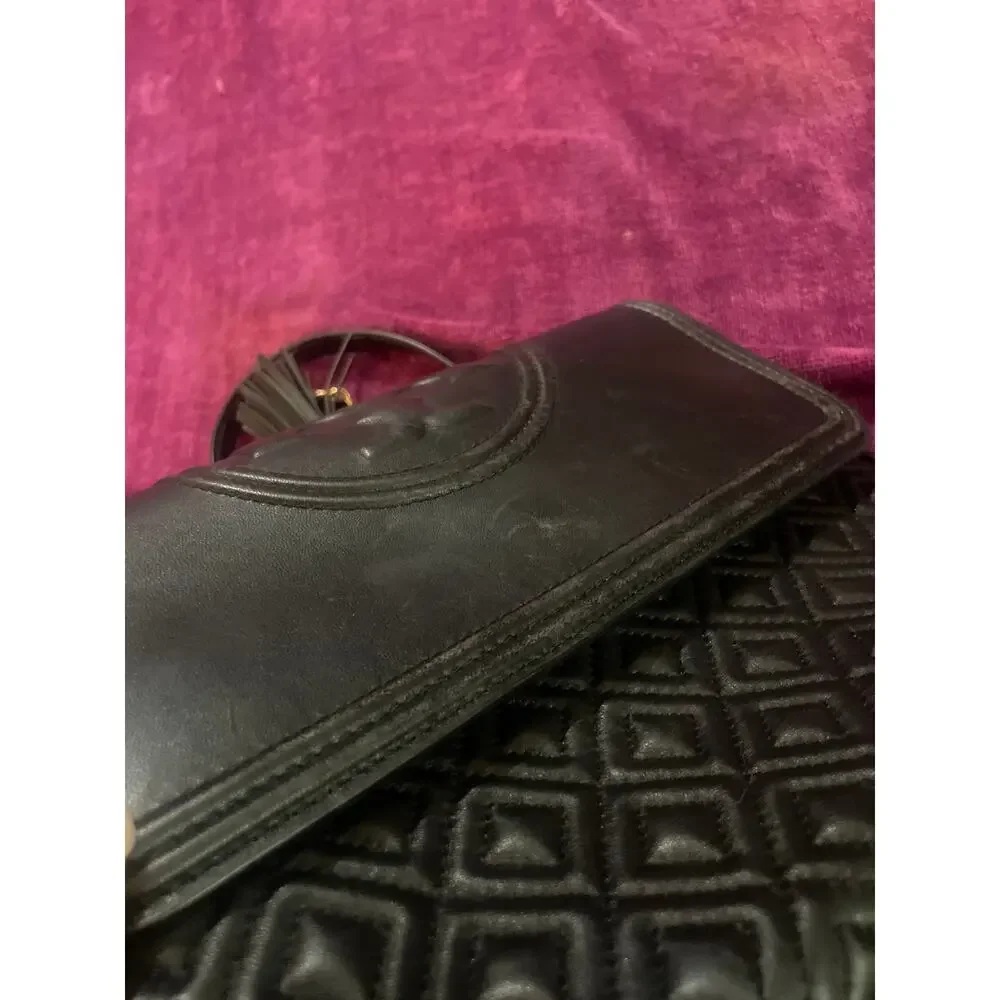 TORY BURCH Fleming Convertible Bag Purse Black PRE-OWNED with Wear